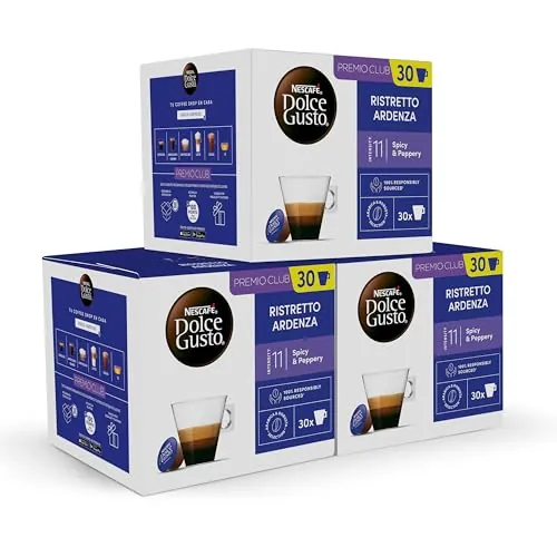 NESCAFÉ Dolce Gusto Espresso Ristretto Ardenza - Cápsulas de Café, 90 Cápsulas (3x30) - Intensidad 11 - Café arábica - Originales para cafeteras Dolce Gusto