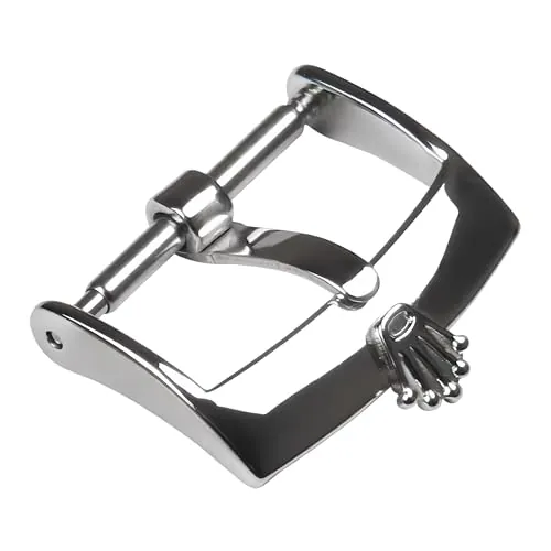 ROUHO Acero Inoxidable Hebilla Pasador Correa Cuero Repuesto Reloj Cierre Accesorio Reloj para Rolex Daytona Submariner GMT-Plata 18mm