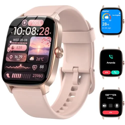 Reloj Inteligente Mujer Hombre con Llamadas Bluetooth y Voz AI, 1.85'' Smartwatch con Whatsapp Notificación, Pulsómetro/SpO2/Sueño/Podómetro, 110+ Modos Deportivos, Impermeable IP68 para iOS/Android