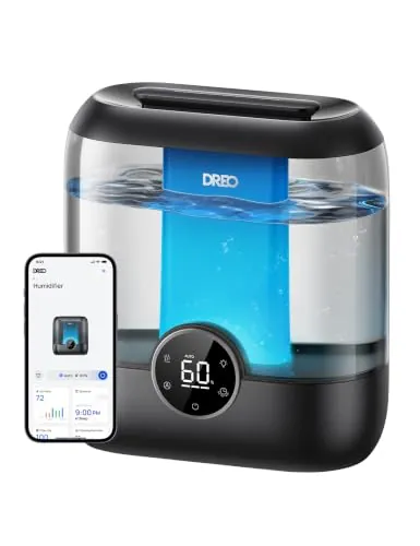 DREO Humidificador Bebés 6L con Sensor de Humedad, 26dB Silencioso, Negro