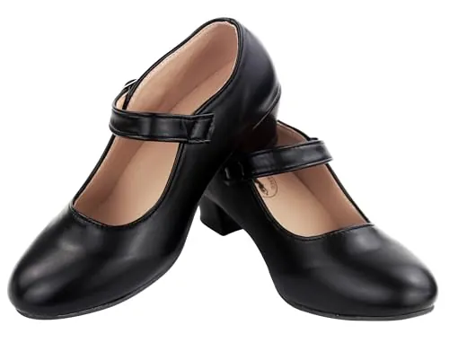 Genérico Zapatos Flamenco para Niña Calzado de Baile Sevillana con Tacon con Cuña Cómodos y para Adolescentes (Negro, Sistema Tallas Calzado EU, Niño (2-5 años), Mujer, Números, Mediano, 33)