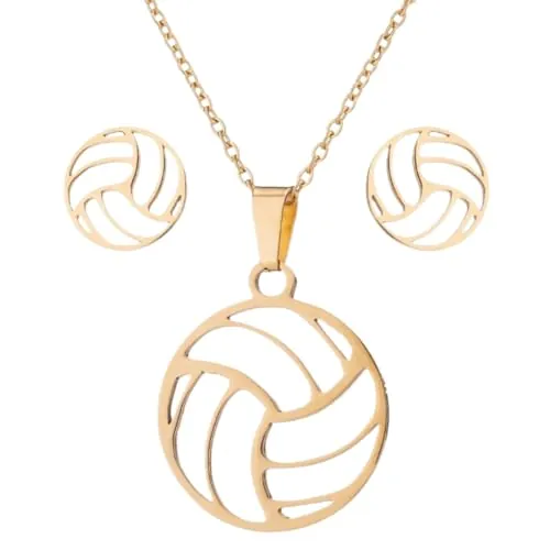 3 Piezas Collar Pendientes de Vollyball de Acero Inoxidable Delicado Colgante de Voleibol Pulsera Pendiente Joyería de Bola Deportiva de Moda, regalos para adolescentes y niñas