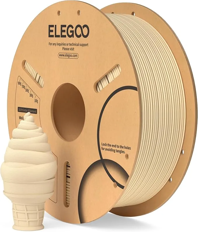 ELEGOO Filamento PLA 1.75 1KG Beige, Filamento para Impresora 3D, Precisión Dimensional +/- 0.02mm, Carrete Filamento 3D,para Mayoría Impresoras 3D