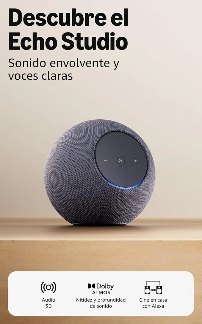 Amazon Echo Studio (última generación), diseño compacto, audio 3D inmersivo y Dolby Atmos, (grafito)