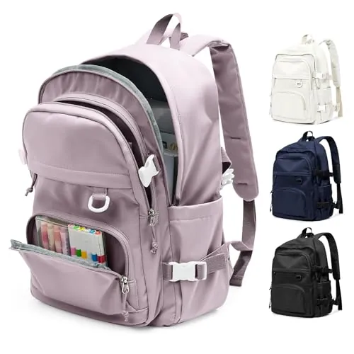 pectodox Mochila Mujer Instituto Juveniles Universidad, Impermeable Mochilas Escolares Adolescentes Hombre, Mochila con Compartimento para Portátil, Mochilas Casual School Backpack,Morado