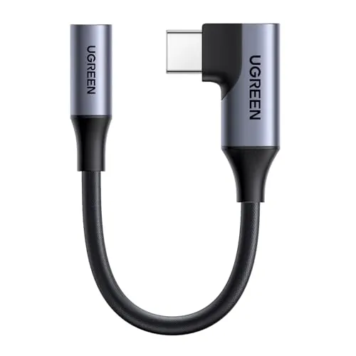 UGREEN Adaptador de USB-C a Audio Jack 3,5 mm en Ángulo de 90 Grados