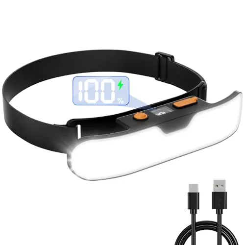 Mohard Linterna Frontal LED Recargable, Linterna Cabeza con Haz Ancho de 230° & Pantalla Digital de Energía, Luz Frontal Ajustable 90° & Impermeable IPX5 para Camping Senderismo Correr y Reparaciones