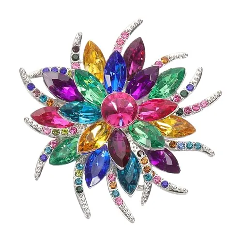 PATIKIL Broche con Diamantes de Imitación, Colorido Cistal Gran Flor Solapa Alfiler para Mujer Elegante Vintage Accesorio Pin para Vestido Abrigo Sombrero Bolsa Bricolaje Bufanda Regalo
