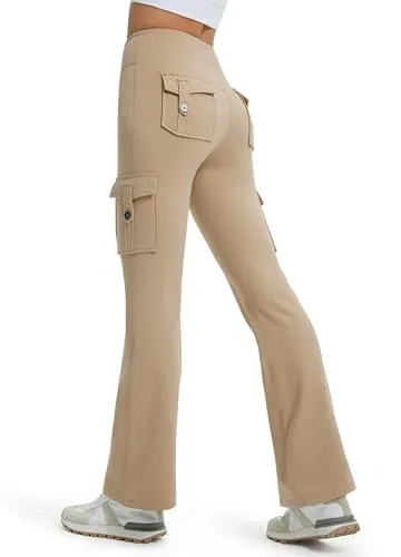 Libin Pantalones Cargo Térmicos Mujer Yoga Invierno 31" Caqui XXL