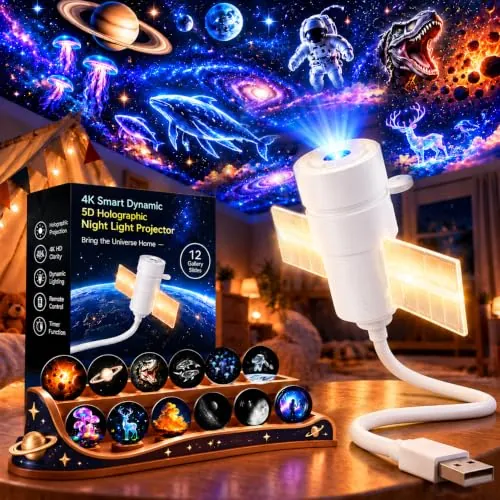 Proyector de Galaxias,2 in 1 Proyector Estrellas Galaxy Star Luz Nocturna | USB Proyector Estrellas Techo LED Real 12 Temas, Niños Regalo Niño para Habitación Infantil, Salón y Dormitorio