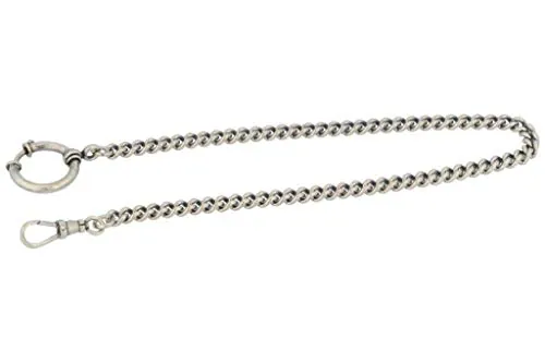 Silberkanne - Cadena para Reloj de Bolsillo (Plata 925/000, para Relojes de Bolsillo Antiguos, 30 cm de Largo, 5 mm, con Anillo de Muelle y mosquetón Giratorio)