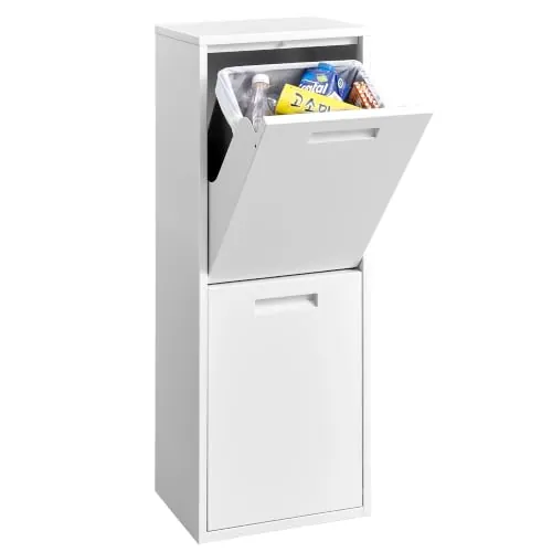 SONGMICS Cubo de Basura Cocina, 2 Compartimentos, 34L (2 x 17L), Acero