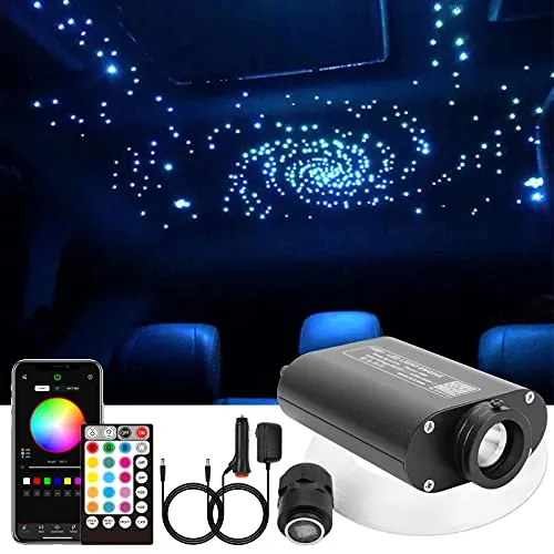 CHINLY Bluetooth 16W RGBW LED Fibra óptica Estrella Kit de Luces de Techo APLICACIÓN/Control Remoto 260pcs * 0,75mm * 2m Fibra óptica para el hogar/automóvil