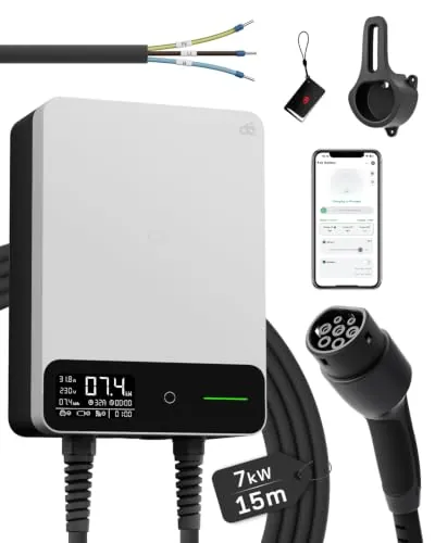 dé Wallbox 7,4 kW Monofásico con App, Cable Tipo 2 de 15 m