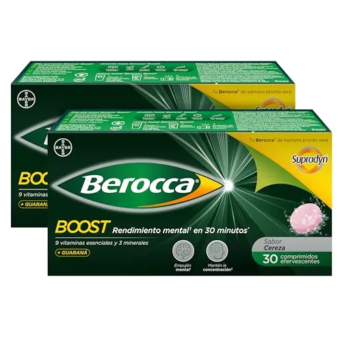 Berocca Boost con Cafeína y Guaraná, 2x30 Comprimidos Efervescentes