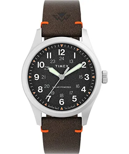 Timex Expedition North - Reloj mecánico de 36 mm para Hombre, Marrón, Correa de liberación rápida de Dos Piezas, Esfera Negra, Caja de Acero Inoxidable TW2V64200