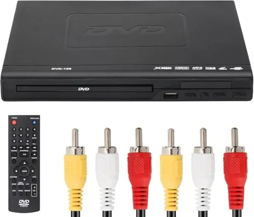 NCONCO Reproductor de DVD, Reproductor de DVD, Reproductor VCD para TV con cable AV, Reproductor de CD USB Multifunción con Control Remoto para Sistema Estéreo Doméstico