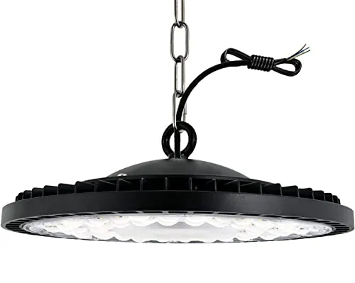 Jefedana 100W UFO LED Lámpara de Alta Bahía, 10000LM Superbrillantes 6500K Blanco Frío Focos Led Interior Techo, IP65 Impermeable Lampara Industrial, Iluminación Comercial para Garaje Fábrica Taller