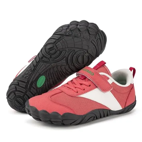 SAGUARO Zapatillas Barefoot Niños Niña Calzado Descalzos Suaves Ligeras Sneakers Minimalista Transpirables y Antideslizantes, Rojo, 28 EU