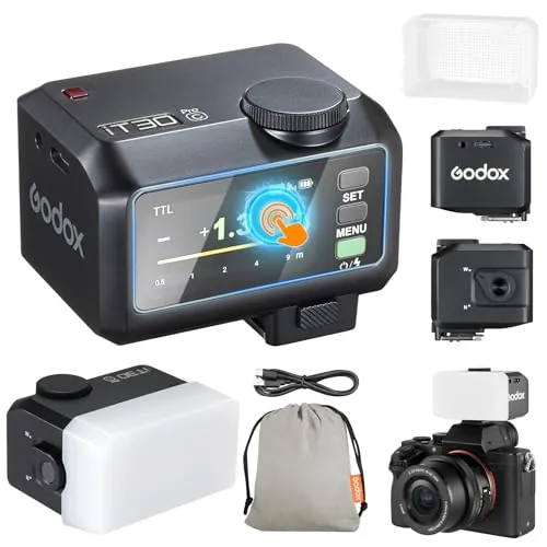Godox iT30Pro-C iT30Pro C Mini Flash de Cámara con Difusor Blanco Speedlite Camera Flash 560 Flashes A Toda Potencia 2.4G Wireless Master & Receiver GN15 TTL 1/8000s para Canon Cámara DSLR(Negro)