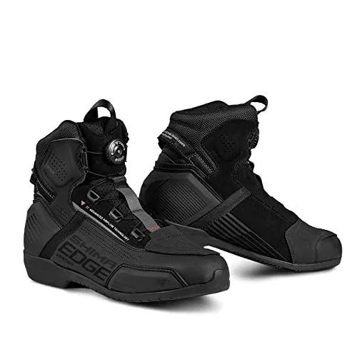 SHIMA EDGE VENTED Botas Moto Hombre Cuero Ventilada Zapatillas ATOP Verano Calzado Motorista Baja Adventure Cremallera Lateral Protección Tobillo Motocicleta Trail (Masculinos, Ventilado, Negro, 44)