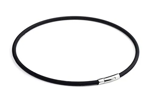 Lola & Gala Cadena de Cuero para Collar Hombre y Mujer | Cuero Genuino Liso | Cierre Acero Inoxidable Clic Fácil Seguridad en Acero Inoxidable | Cordón Negro de 3mm para Colgantes | 41cm