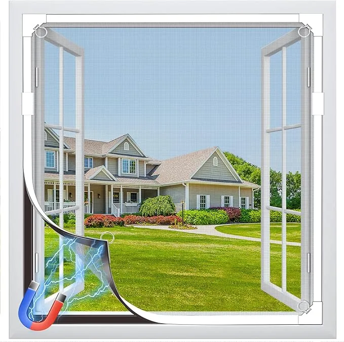 Mosquitera Ventana Magnética, 150x180 cm Fibra de Vidrio Premium, Protección Antimosquitos, Fácil Instalación Sin Taladrar, Ajustable Mosquitera Magnetica para Ventana Correderas