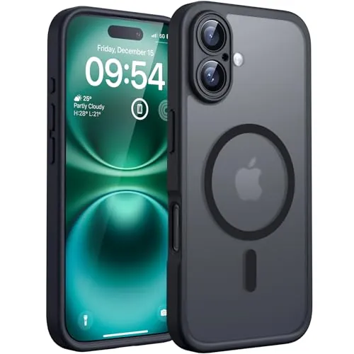 TOCOL Funda para iPhone 16 Plus, Compatible con MagSafe, Titanio Negro