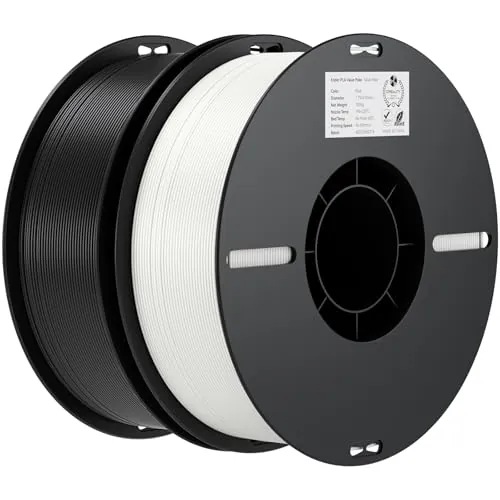 Creality Filamento PLA 1.75mm, Filamento para Impresora 3D Precisión Dimensional +/- 0.02mm, Carrete Filamento 3D, para Mayoría Impresoras 3D,2KG,negro,blanco