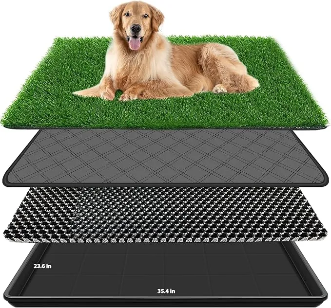 60X90CM Inodoro para Perros, Pipican para Perros en Casa,Bandeja Empapadores, Alfombra de Césped Artificial con Bandeja, Tapete de Entrenamiento para Mascotas para Interiores y Exteriores