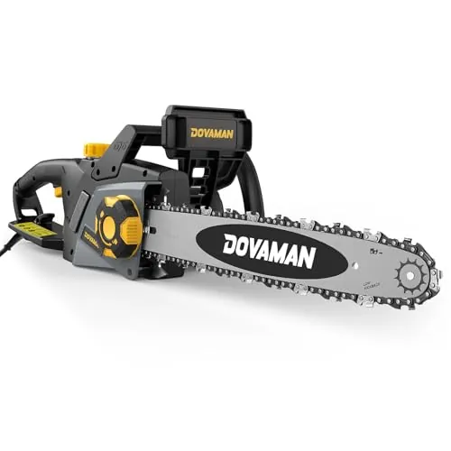DOVAMAN Motosierra Eléctrica de 2400W, Tensión sin Herramientas en un Paso, 40cm Barra y Cadena Oregon, 15m/s Velocidad de Cadena, Lubricación Automática, Freno Mecánico y 2 Cadenas - DCS01A