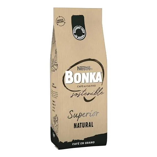 Bonka cafe en grano tostado natural superior, Ideal para maquina de cafe Espresso - 1 paquete x 1 kg