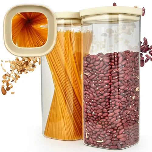 Dalena Home Tarros 2x2000ml con Tapa de Cristal, Apilable, Hermético