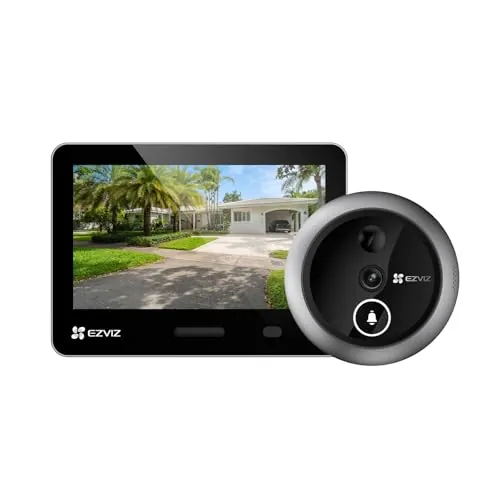 EZVIZ EP4 Mirilla Digital WiFi 4K para Puerta,Pantalla Táctil a Color de 5,5",Videotimbre Inalámbrico,Reconocimiento Facial IA,7100 mAh,Detección PIR,Audio Bidireccional,Privacidad Protegida,Dorada