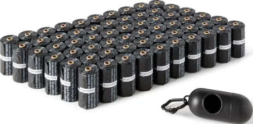 Amazon Basics Bolsas de basura para perros con dispensador y clip para correa, Sin fragancia, 900 bolsas (60 paquetes de 15)
