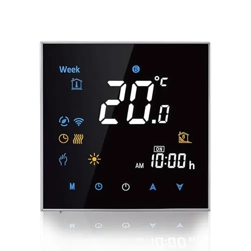 Caslant 3000 Serie Wi-Fi Termostato - Termostato con Pantalla Táctil Programable para Calefacción o Aire Acondicionado - Control Remoto Desde Teléfono Móvil Compatible con Alexa, Google Home e IFTTT