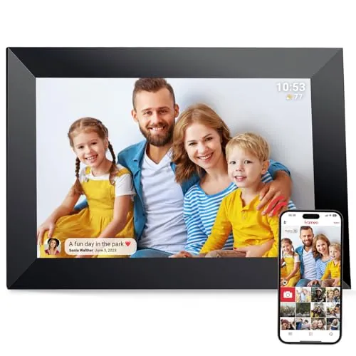 Frameo Marco de Fotos Digital con WiFi 10,1 Pulgadas VESWWE Portaretratos Digitales Pantalla Táctil IPS de 1280x800 Almacenamiento de 32 GB Rotación Automática Comparte Fotos y vídeos al Instante