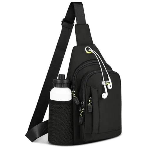 HOTUT Mochila Cruzada Hombre, Bolso Multiusos Antirrobo, Sling Bag Mochila de Hombro, Bolso Bandolera Hombre, Bolso Hombre, Sling Pecho Bolsas Bandolera para Viaje, Deporte y Uso Diario, Negro