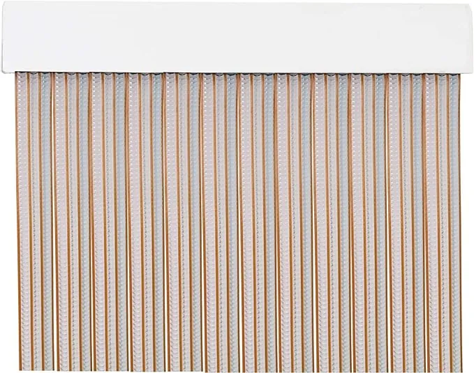 MERCURY TEXTIL Cortina para Puerta Tiras PVC 210x120cm，Cortina para Puerta Exterior (Transparente+filo Marron Claro P10)