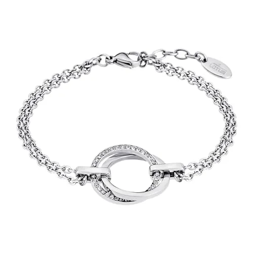LOTUS STYLE Pulsera Acero Inoxidable Mujer LS1780-2/1 Geométrico - Sofisticado Brazalete con Pulido y Acabado Refinado 20,8 cm - Ideal para Regalo de Cumpleaños - Aniversario - Ocasiones Especiales