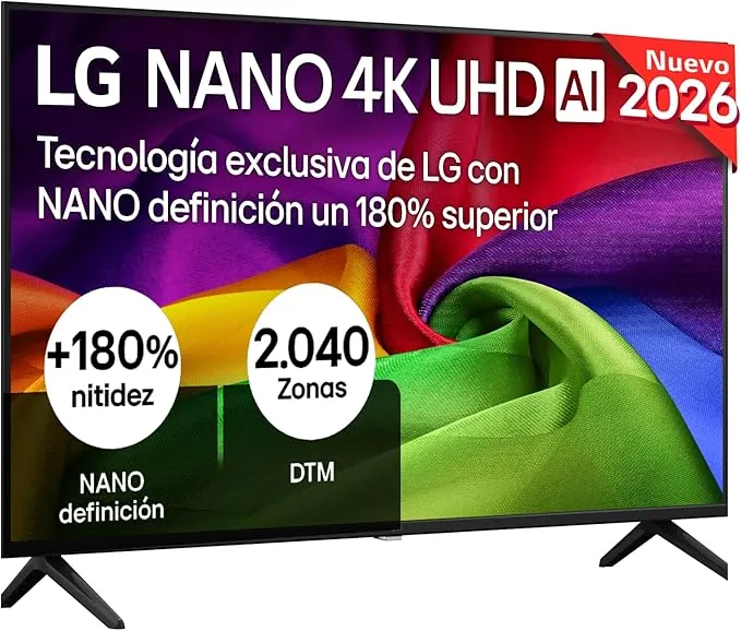 LG 43NU800B6LC - TV 43", Nano 4K UHD AI, Smart TV, WebOS 25 (Actualizable), Procesador Alpha 7 Gen9 AI, 144Hz, HDR10 y Dolby Digital Plus, Magic Remote, Alexa/Google Assistant, Negro