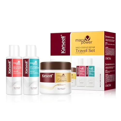 Karseell Sets de Viaje para el Cuidado del Cabello, Colágeno Mascarilla Pelo, Champu y Acondicionador, Restauración Profunda para Seco y Dañado el Cabello Todo Tipo de Cabellos