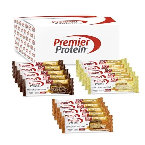 Premier Protein - Protein Bar Deluxe 40% - Multiflavourbox - 15x50g - Low sugar - Low Carb - palmölfrei