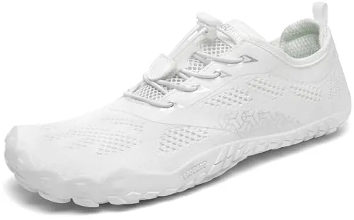 SAGUARO Hombre Mujer Minimalistas Zapatillas de Trail Running Ligeras y Respirable Zapatos Descalzos Gym Playa Calzado de Deportes Acuaticos para Correr Senderismo, Blanco, 43 EU
