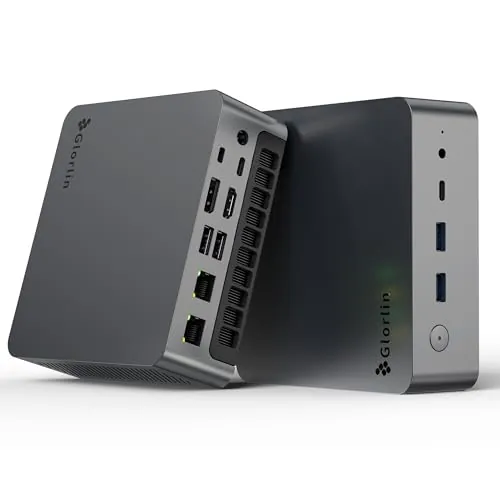 Glorlin Mini PC Ryzen 7 Pro 8845HS, 16GB DDR5, 1TB SSD, Radeon 780M