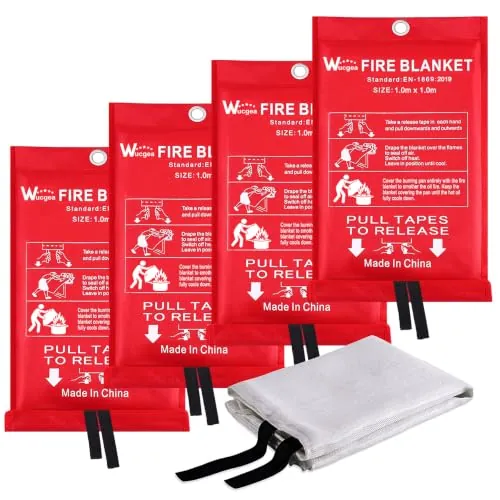 Manta ignífuga de Fibra de Emergencia - de Vidrio de Seguridad Manta ignífuga diseñada para Supervivencia en la Cocina, Chimenea, Barbacoa, Garaje, automóviles, almacén de Soldadura (1mx1m)