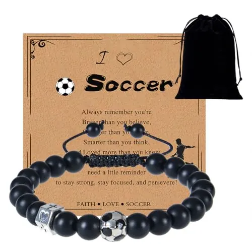 HAPZUR 1 Conjunto Pulsera de Fútbol Regalos, Regalos Originales para Futbol Niños, Pulsera de Fútbol para Niños y Jóvenes, Comunión, Confirmación y Ocasiones Especiales