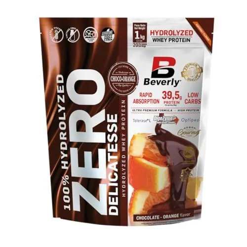 Beverly HYDRO PROTEIN – Proteína Hidrolizada de Suero con DigeZyme® y Tolerase® | 29 g Proteína por Ración | 1 kg (28 Servicios) | Alta Digestibilidad (Chocolate naranja)