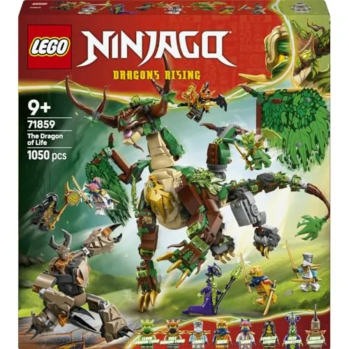 LEGO Ninjago Dragón de la Vida 71859 | Juguetes para niños de 9+ años, figura articulada de dragón, 8 minifiguras, meca monstruo, regalo de cumpleaños, 1050 piezas