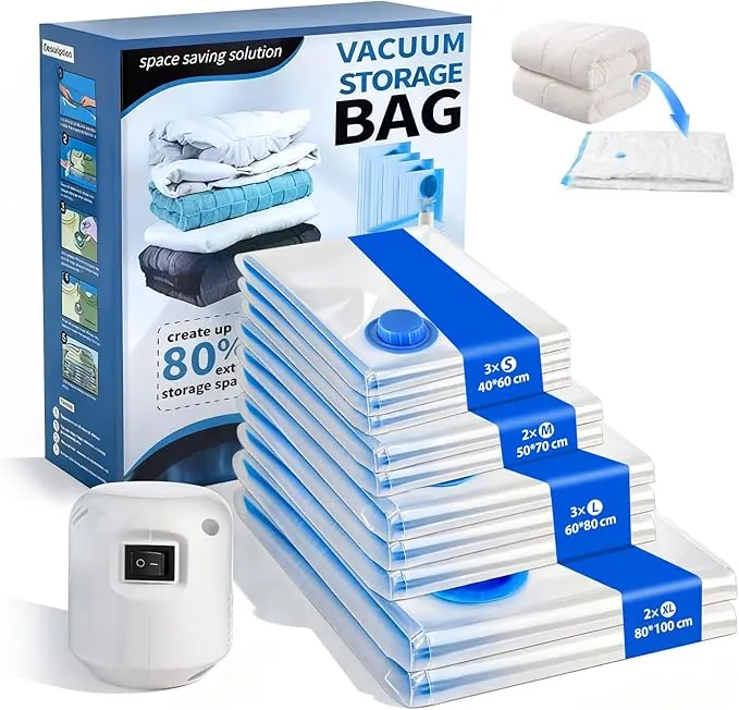 MFUSUL10 Piezas Bolsa Vacio Ropa con Bomba Eléctrica Vacuum Storage Bags Bolsas Compresion Viaje Reutilizables ara Armario y Maleta Set Ahorra Espacio Multiformato para Ropa y Ropa de Cama